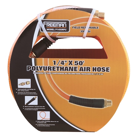 Freeman P1450RPU 1/4" x 50' Polyurethane Air Hose with Field Repairable Ends P1450RPU